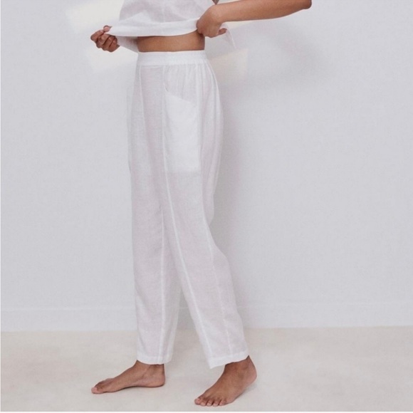 lunya Pants - LUNYA Woven Linen Tapered Pant in Sincere White Size Large